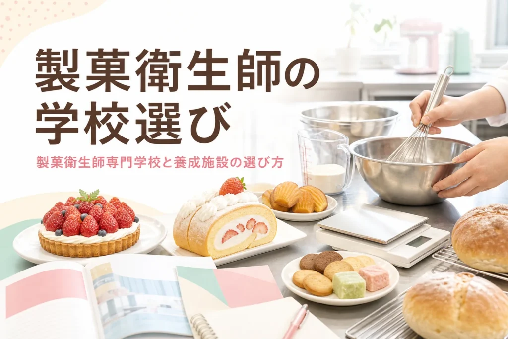 製菓衛生師の専門学校・養成施設の選び方を解説する記事のアイキャッチ